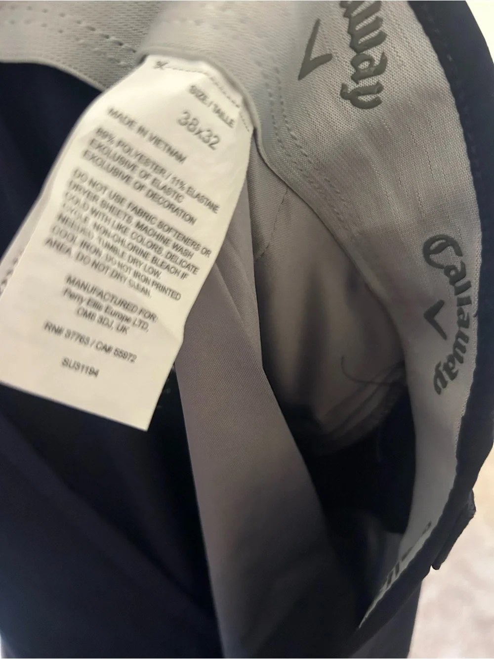 Callaway Navy Stretch Golf Chinos size 38x32